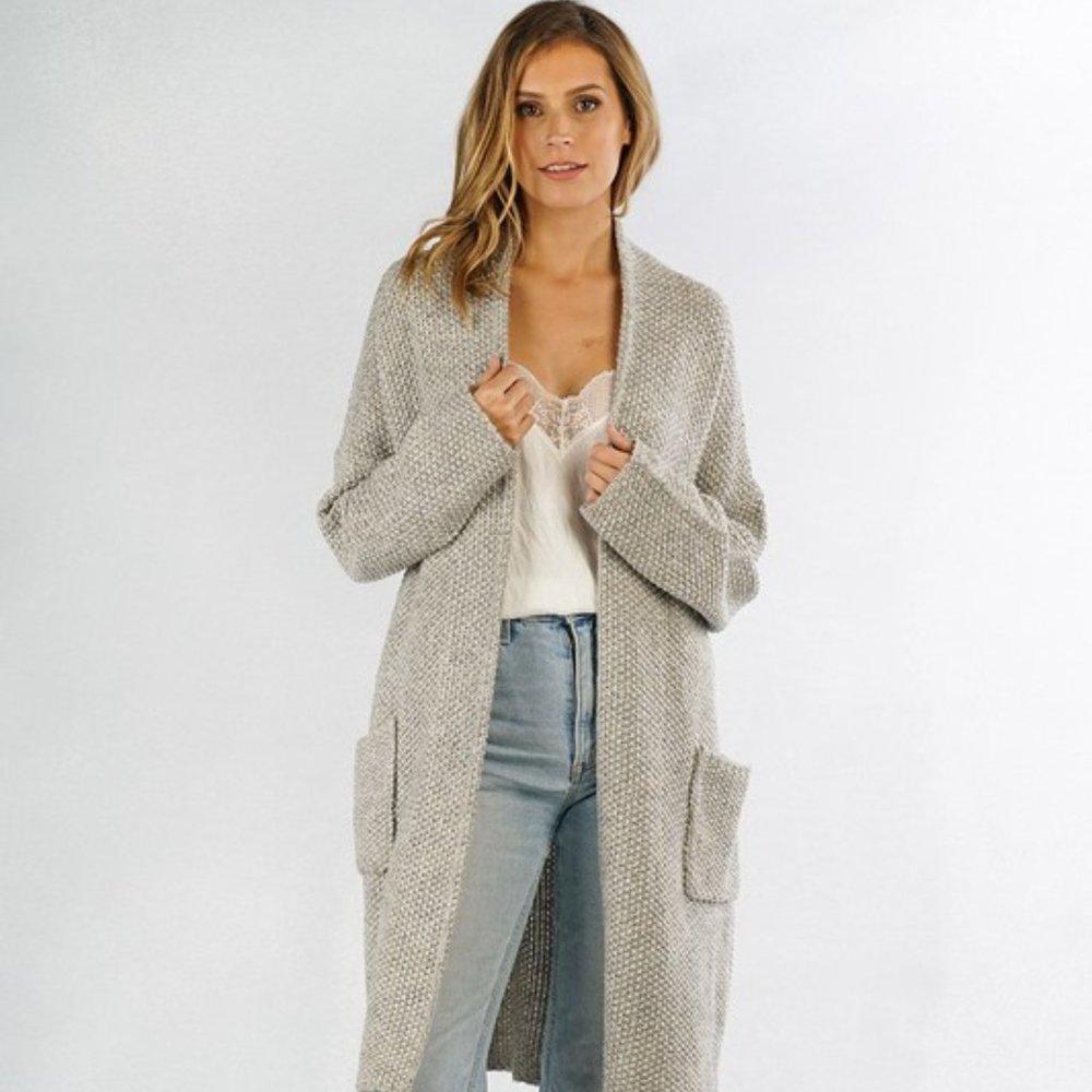 Love Stitch Taupe Honeycomb Cardigan
